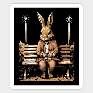 Easter Rabbit On Park Bench Bunny Lovers Sticker